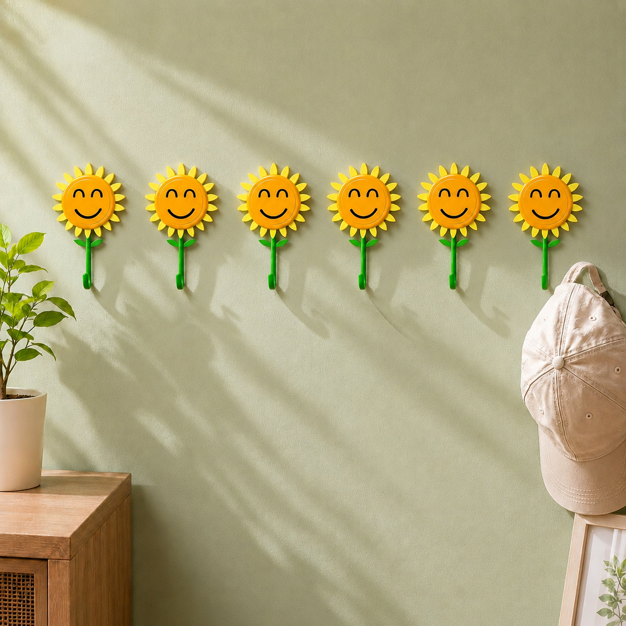 🌻🪝Futavion®Smiling Sunflower Wall Hook – Easy Wall Storage Hack for Keys, Towels, Coats & More, Perfect for Small Spaces