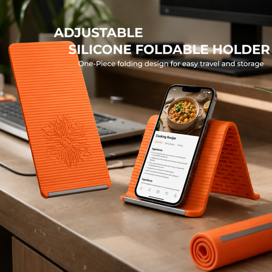 Futavion®Flexible Silicone Aluminum Phone holder stand, Bendable Rollable Foldable Design, Universal Adjustable Anti-Slip Desktop Mount for Phone Tablet Laptop, Portable Ergonomic Holder for Home Office Travel