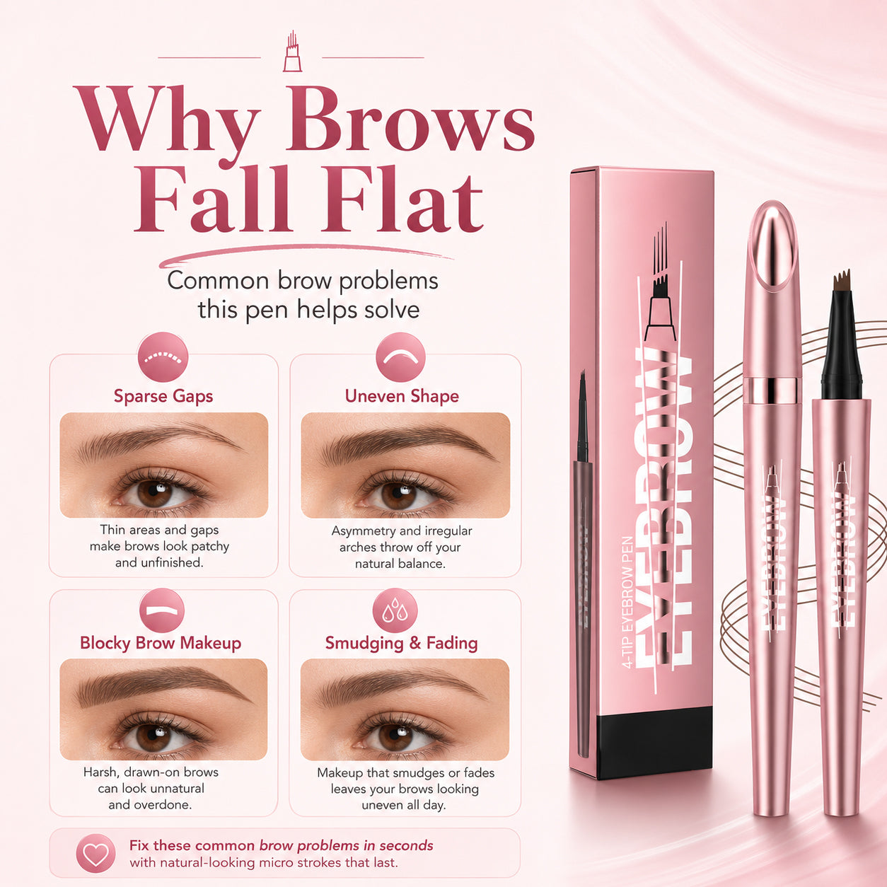 Long Lasting Waterproof Micro Fork Brow Pen