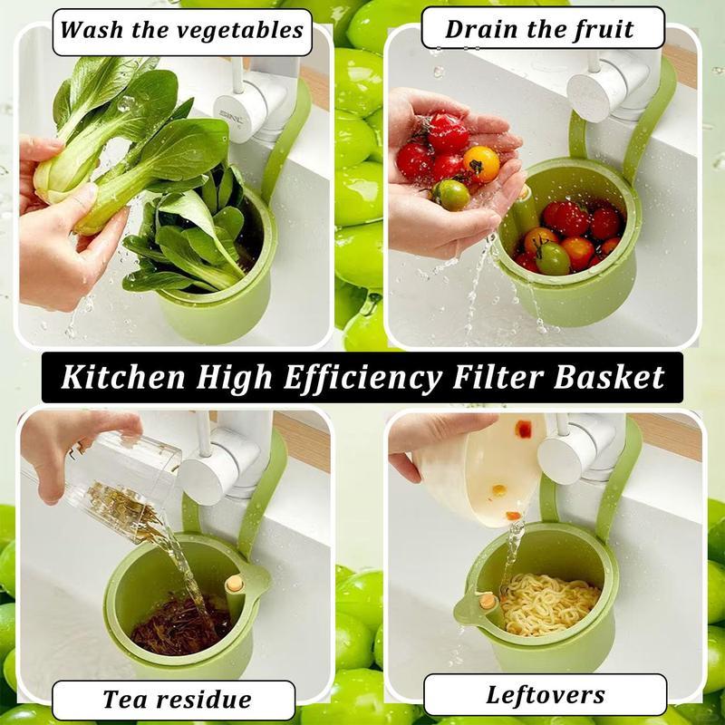 Faucet Hanging Strainer Basket — Catch Scraps, Drain Water & Dump With One Touch