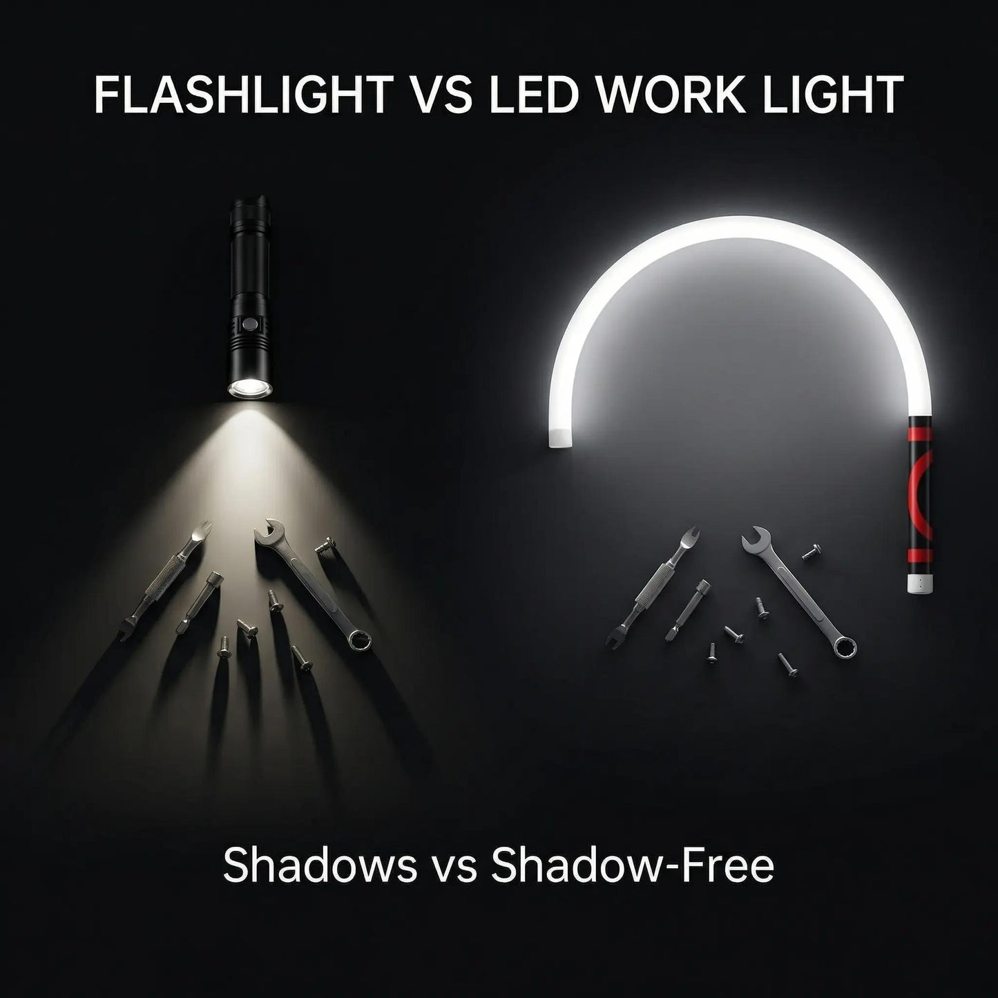 Flexible LED Work Light - Bendable Magnetic Inspection Flashlight, Rechargeable Hands-Free Repair Lamp with Long Runtime for Automotive Repair, Garage & Outdoor Use