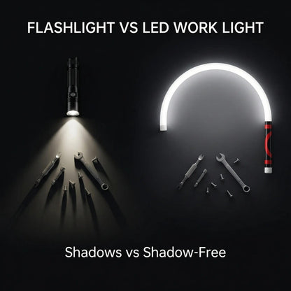 Flexible LED Work Light - Bendable Magnetic Inspection Flashlight, Rechargeable Hands-Free Repair Lamp with Long Runtime for Automotive Repair, Garage & Outdoor Use