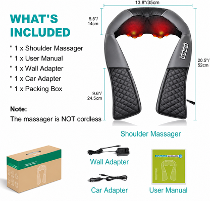 💆🏼Azokro®Neck massager - Pressure-type massage device - Portable massage equipment with heating function - Electric massage pillow for relieving neck and back pain - Gray product suitable for both women and men