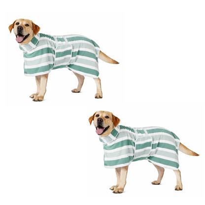 Futavion® Quick-Drying Dog Bathrobe, 1-Piece Striped Pet Dressing Gown with Adjustable Belly Band, Super-Absorbent Super-Soft Fabric