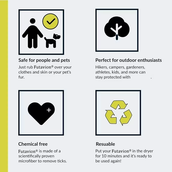 🟡Futavion® Yellow Tick Removal Glove for Humans & Pets - SafelyRemove Ticks Effortlessly, Chemical-Free, Durable, Portable TickManagement Tool for Outdoor Adventures & Everyday Use