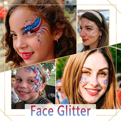 🗽4th of July Glitter Stick – Multi-Use Face, Body & Hair Glitter for Festivals & Patriotic Celebrations