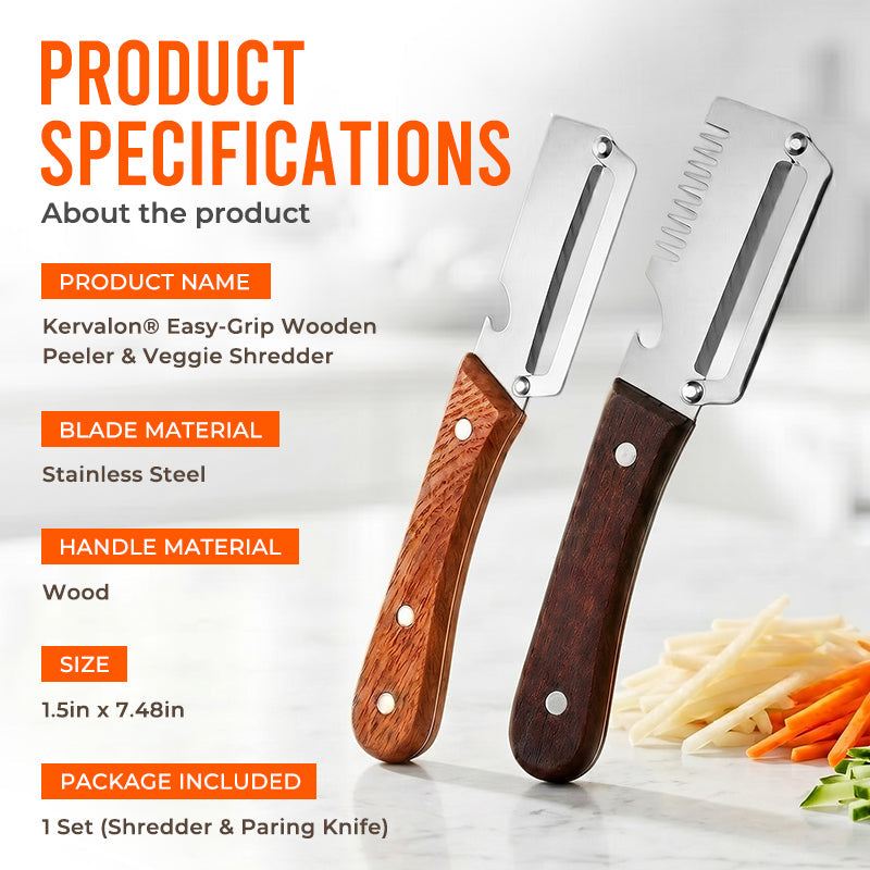 Dlesmy® Easy-Grip Wooden Peeler & Veggie Shredder