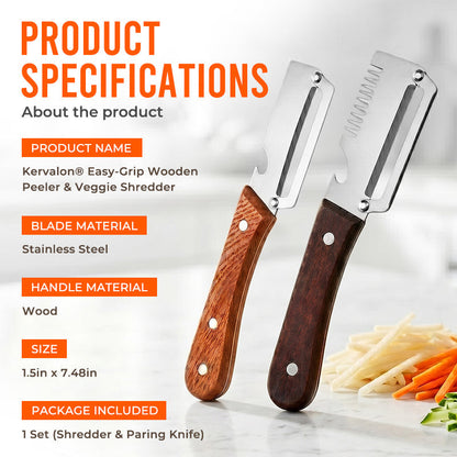 Dlesmy® Easy-Grip Wooden Peeler & Veggie Shredder