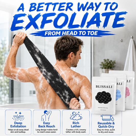 Save 50%⁉️⁉️⁉️Exfoliating Shower Towel – Deep Clean, Easy Back Reach & Smoother Skin
