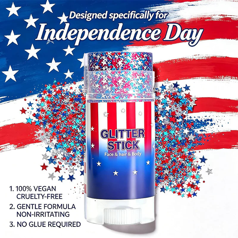 🗽4th of July Glitter Stick – Multi-Use Face, Body & Hair Glitter for Festivals & Patriotic Celebrations