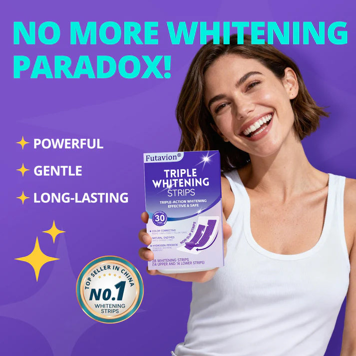 🟣Futavion® Purple Whitening Strips, 90-Day Long-LastingResults, Enamel Safe Low-Sensitivity, Professional TeethWhitening Strips With Non-Slip Dry Strip Technology