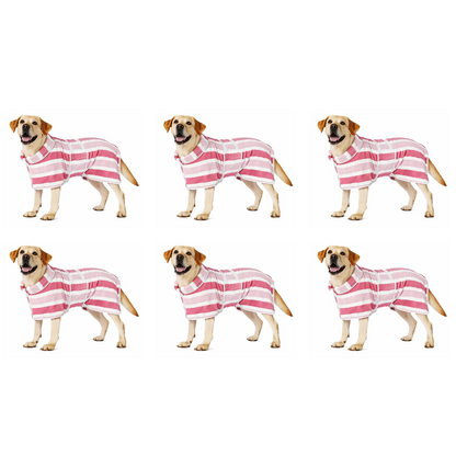 Futavion® Quick-Drying Dog Bathrobe, 1-Piece Striped Pet Dressing Gown with Adjustable Belly Band, Super-Absorbent Super-Soft Fabric