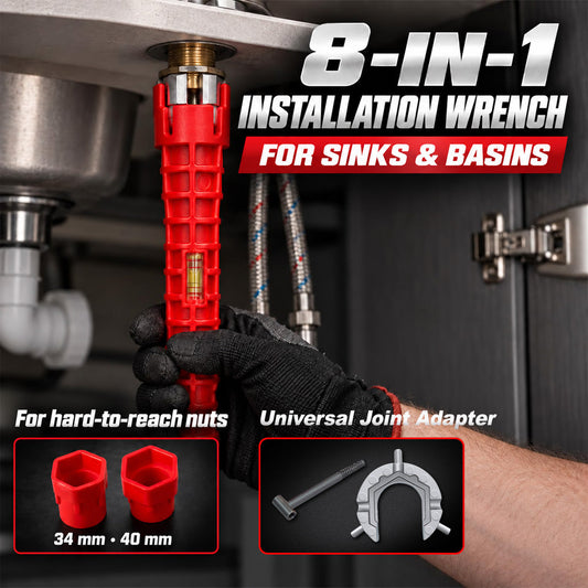 🔧 8-in-1 Universal Tap Wrench – Multi-Function Tool for Kitchen & Bathroom