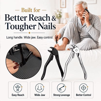 Less Bending, More Leverage, Easier Trimming — Long Handle Toenail Clipper✂️