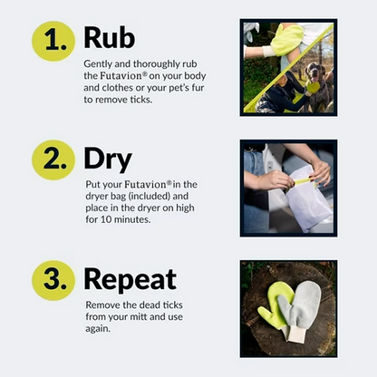 🟡Futavion® Yellow Tick Removal Glove for Humans & Pets - SafelyRemove Ticks Effortlessly, Chemical-Free, Durable, Portable TickManagement Tool for Outdoor Adventures & Everyday Use