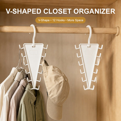 👕 V-Shaped Closet Organizer – 12 Hooks to Save Space
