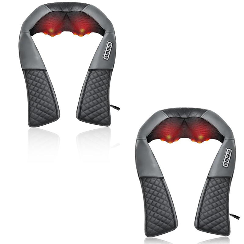 💆🏼Azokro®Neck massager - Pressure-type massage device - Portable massage equipment with heating function - Electric massage pillow for relieving neck and back pain - Gray product suitable for both women and men