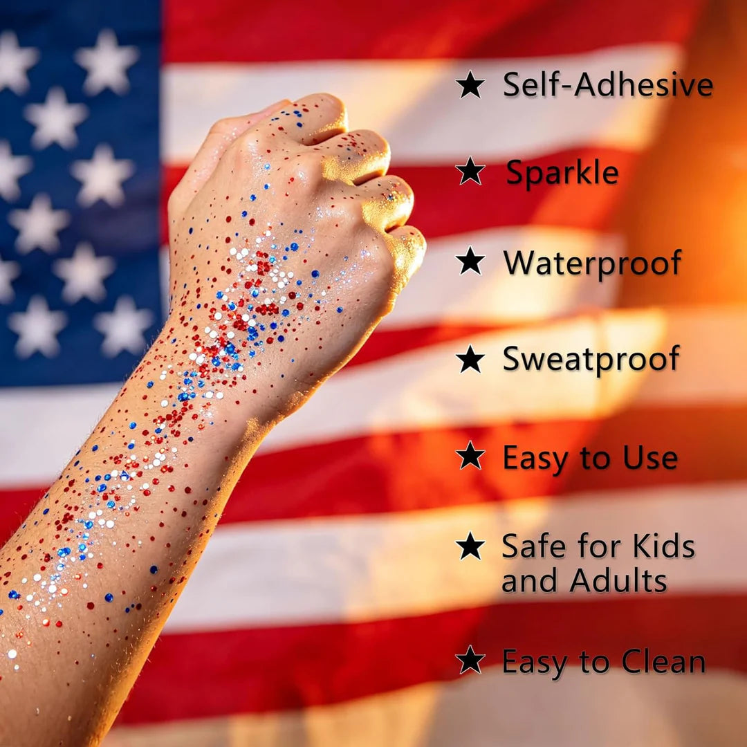 🗽4th of July Glitter Stick – Multi-Use Face, Body & Hair Glitter for Festivals & Patriotic Celebrations