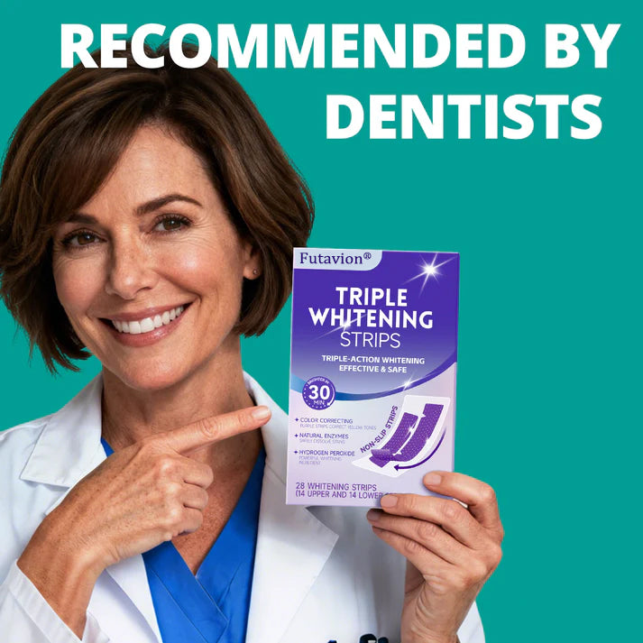 🟣Futavion® Purple Whitening Strips, 90-Day Long-LastingResults, Enamel Safe Low-Sensitivity, Professional TeethWhitening Strips With Non-Slip Dry Strip Technology