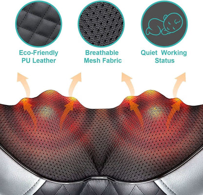 💆🏼Azokro®Neck massager - Pressure-type massage device - Portable massage equipment with heating function - Electric massage pillow for relieving neck and back pain - Gray product suitable for both women and men