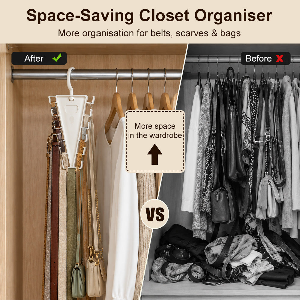 👕 V-Shaped Closet Organizer – 12 Hooks to Save Space