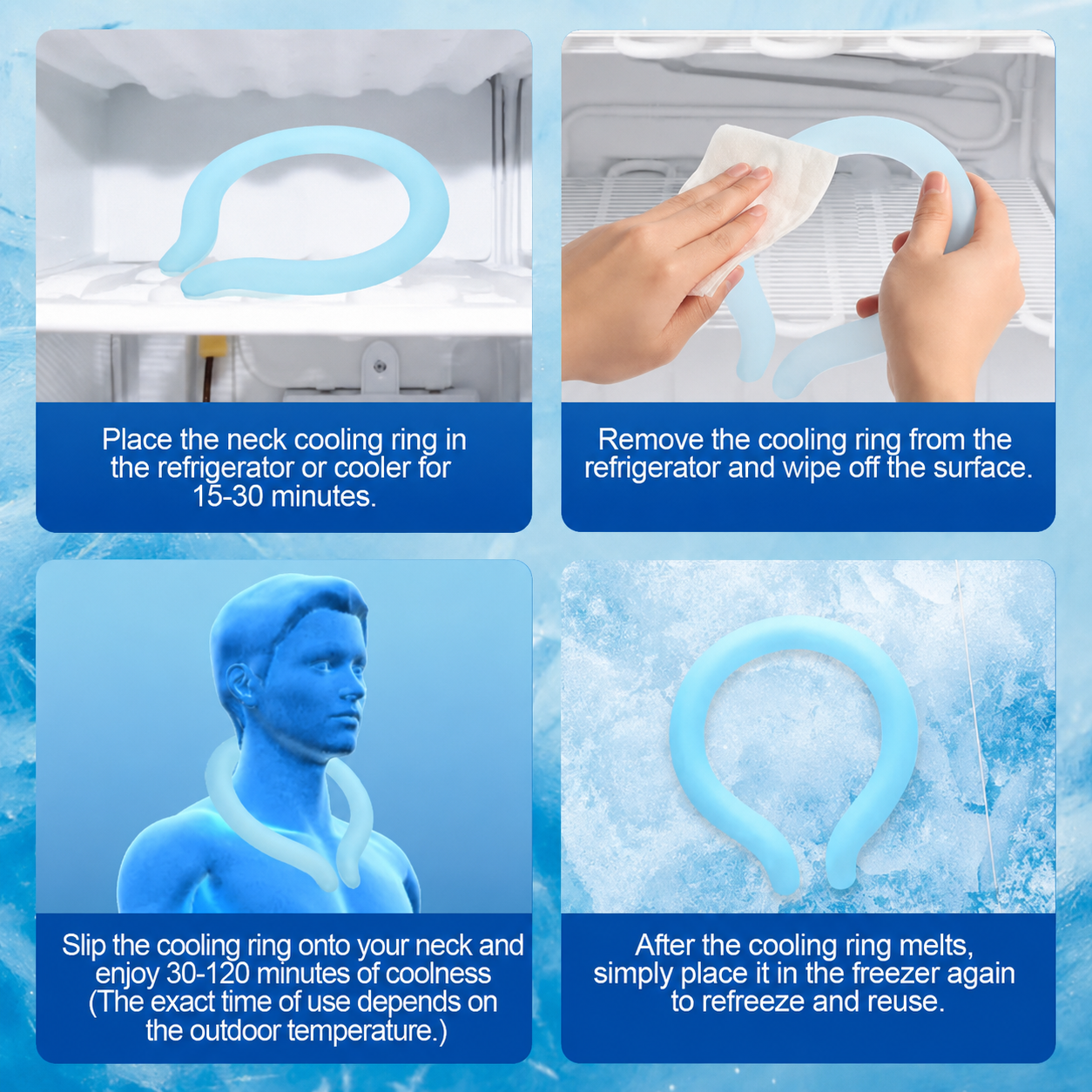 🧊Futavion®Neck Cooling Tube with Insulated Bag, Reusable Ice Ring Cooler Wearable Body Cooling Products, Neck Coolers for Hot Weather