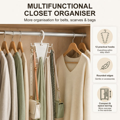 👕 V-Shaped Closet Organizer – 12 Hooks to Save Space
