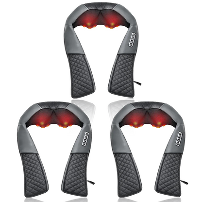 💆🏼Azokro®Neck massager - Pressure-type massage device - Portable massage equipment with heating function - Electric massage pillow for relieving neck and back pain - Gray product suitable for both women and men