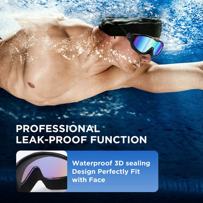 🥽Azokro®Adult swimming goggles (suitable for both men and women), No Leaking 180° Swim Glasses, Easy to Wear, Wide View, Anti-Fog, UV Protection, Comfortable Fit, Suitable for Men Women Outdoor fun