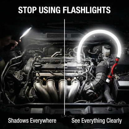 Flexible LED Work Light - Bendable Magnetic Inspection Flashlight, Rechargeable Hands-Free Repair Lamp with Long Runtime for Automotive Repair, Garage & Outdoor Use