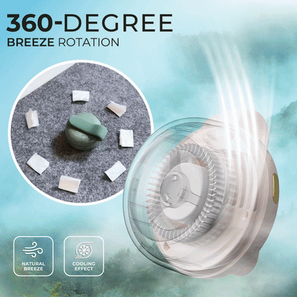 ❄️Azokro®Portable Clip-On Bladeless Fan, Mini USB Rechargeable 360° Rotatable Fan, 3-Speed Silent Personal Cooling Fan for Outdoor Travel Office