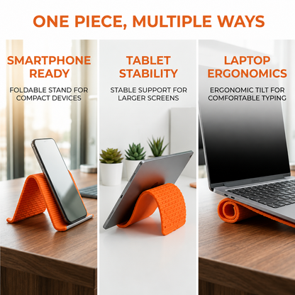 Futavion®Flexible Silicone Aluminum Phone holder stand, Bendable Rollable Foldable Design, Universal Adjustable Anti-Slip Desktop Mount for Phone Tablet Laptop, Portable Ergonomic Holder for Home Office Travel