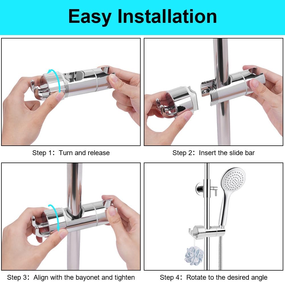 Futavion®3-Second Install Shower Head Holder – Secure Fit, 360° Adjustable & No Drilling🚿