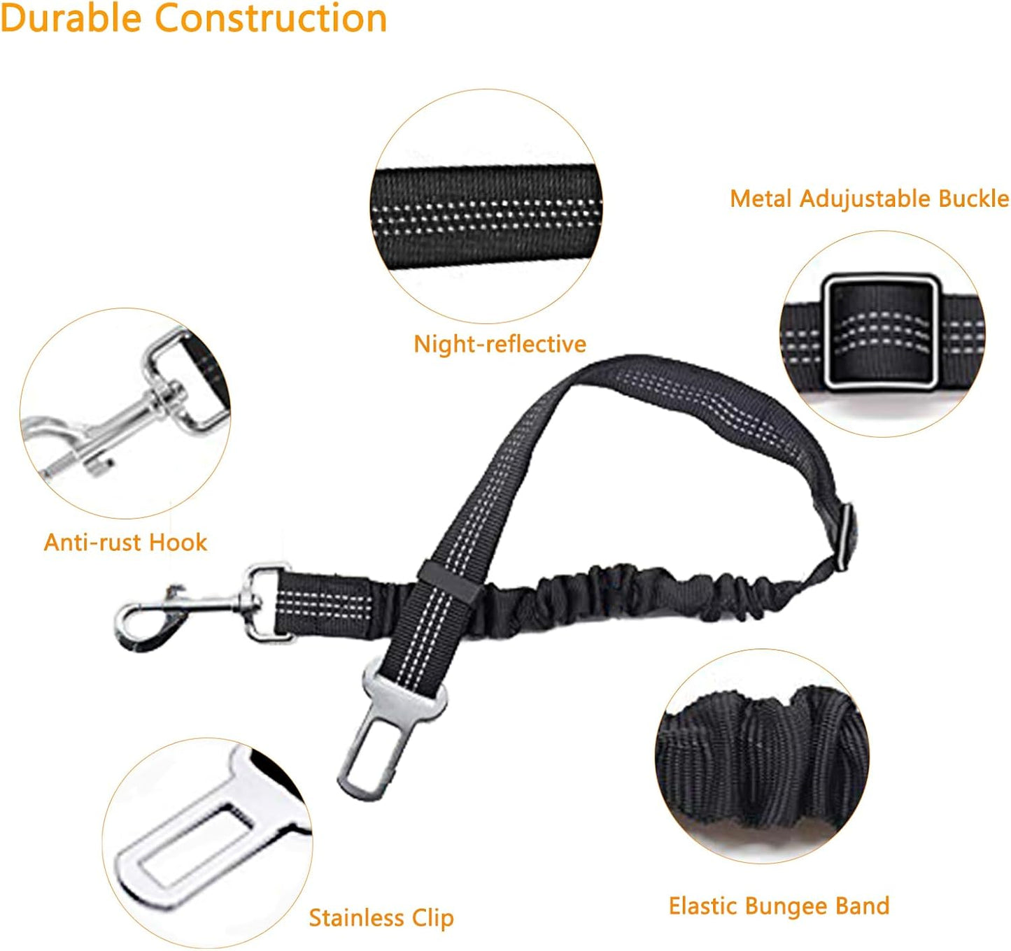 Futavion®Dog Seat Belts Headrest Restraint Puppy Safety Adjustable Dog Car Seatbelts and Strong Leash Leads Accessories for Dogs Cats Pets Black