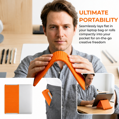 Futavion®Flexible Silicone Aluminum Phone holder stand, Bendable Rollable Foldable Design, Universal Adjustable Anti-Slip Desktop Mount for Phone Tablet Laptop, Portable Ergonomic Holder for Home Office Travel