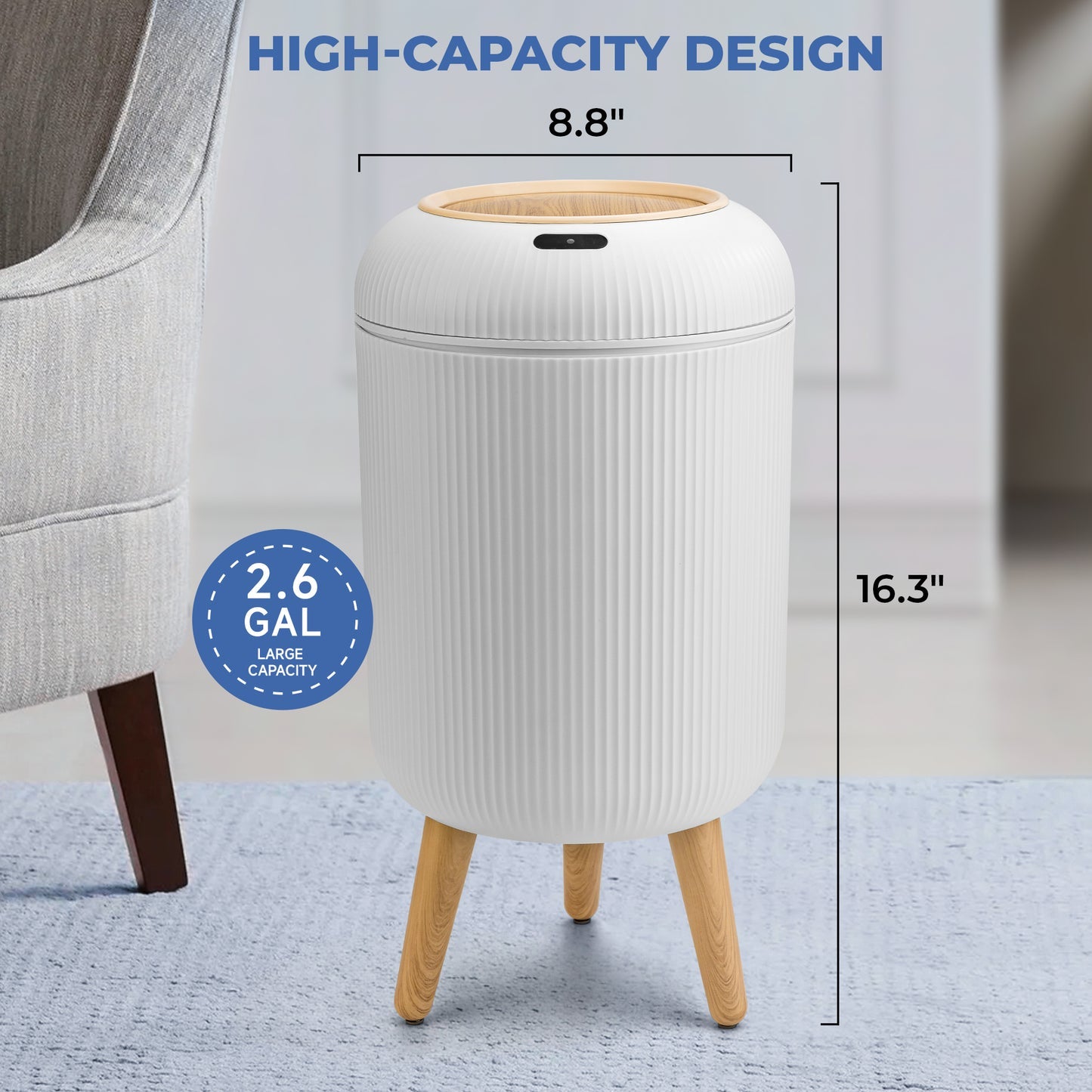Futavion®Automatic Trash Can with Lid | Small Plastic SmartTrash Can with MotionSensor