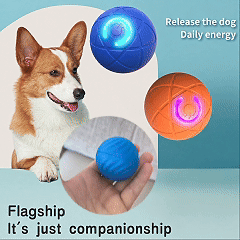 up| 🔵Futavion® Automatic Obstacle Avoidance Smart Jumping Ball Toy, Type-C Rechargeable Dog Shaking Toy. Bouncing Balls for All Dogs.（Orange and Blue）