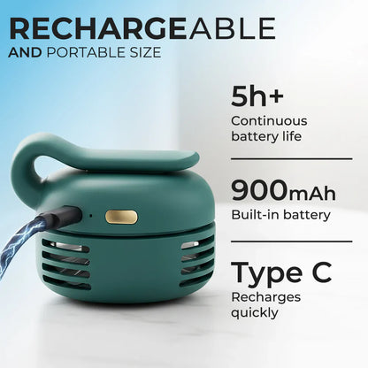 ❄️Azokro®Portable Clip-On Bladeless Fan, Mini USB Rechargeable 360° Rotatable Fan, 3-Speed Silent Personal Cooling Fan for Outdoor Travel Office