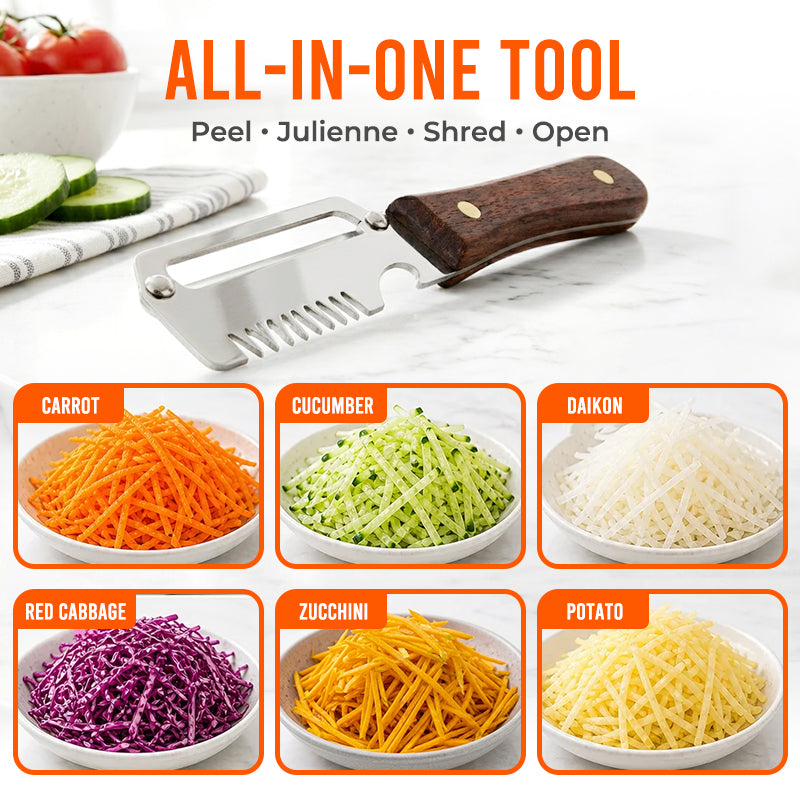 Dlesmy® Easy-Grip Wooden Peeler & Veggie Shredder