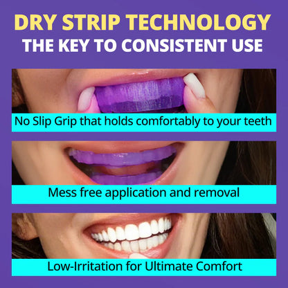🟣Futavion® Purple Whitening Strips, 90-Day Long-LastingResults, Enamel Safe Low-Sensitivity, Professional TeethWhitening Strips With Non-Slip Dry Strip Technology