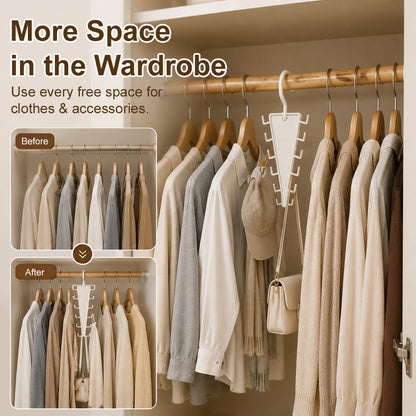 👕 V-Shaped Closet Organizer – 12 Hooks to Save Space