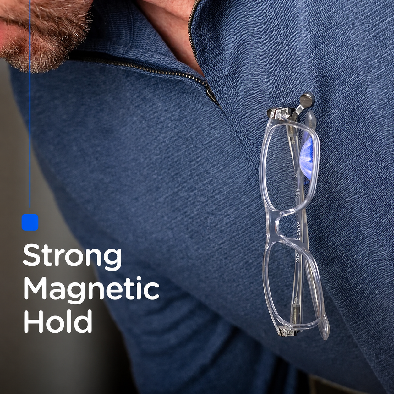 🧲👓Futavion® Magnetic Glasses Holder - Premium Strength Magnetic Hold - Fits All Frames - Lifetime Warranty - Made in USA - Secures and Protects Readers, Sunglasses, Blue Light Glasses, or Safety Glasses