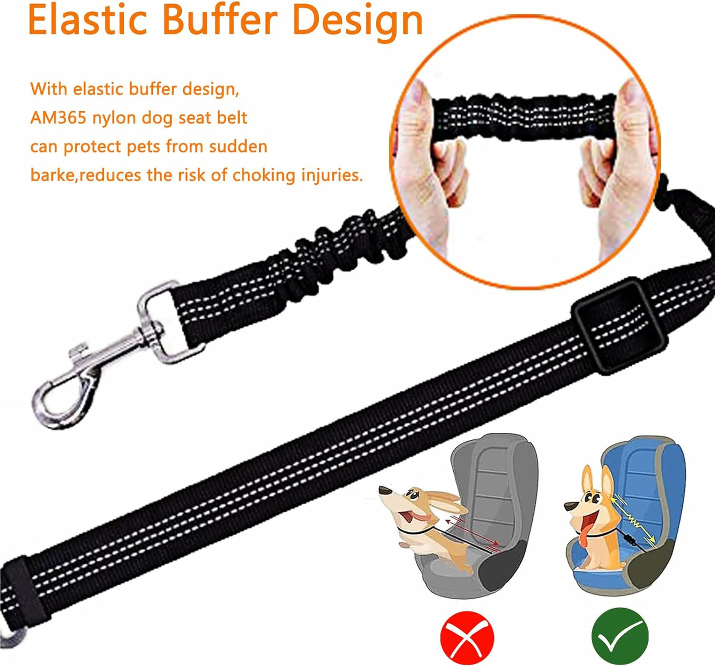 Futavion®Dog Seat Belts Headrest Restraint Puppy Safety Adjustable Dog Car Seatbelts and Strong Leash Leads Accessories for Dogs Cats Pets Black