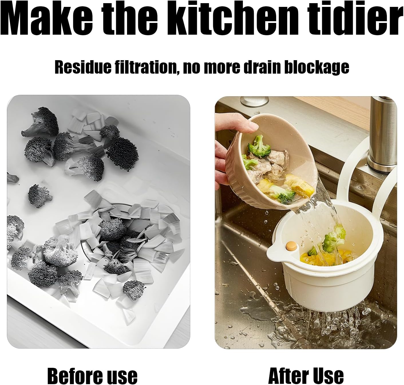 Faucet Hanging Strainer Basket — Catch Scraps, Drain Water & Dump With One Touch