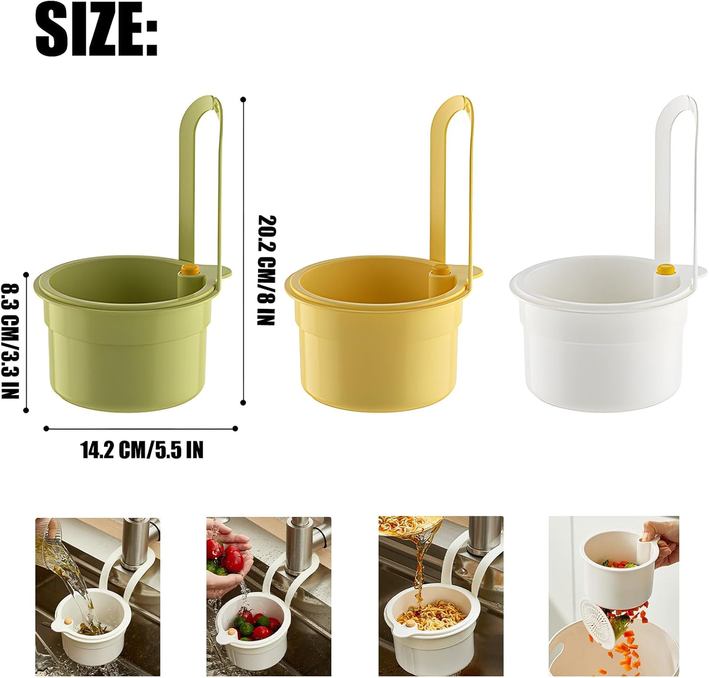 Faucet Hanging Strainer Basket — Catch Scraps, Drain Water & Dump With One Touch