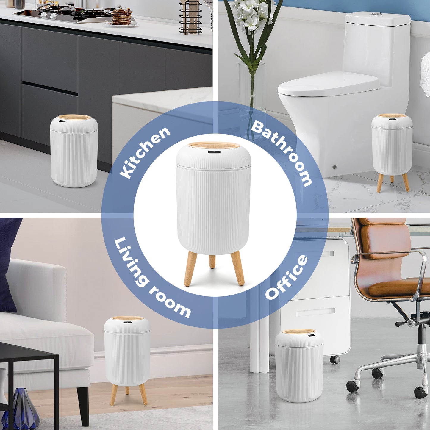 Futavion®Automatic Trash Can with Lid | Small Plastic SmartTrash Can with MotionSensor