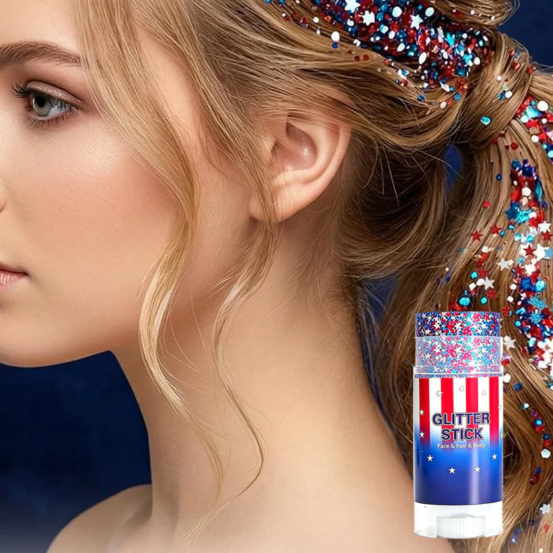 🗽4th of July Glitter Stick – Multi-Use Face, Body & Hair Glitter for Festivals & Patriotic Celebrations
