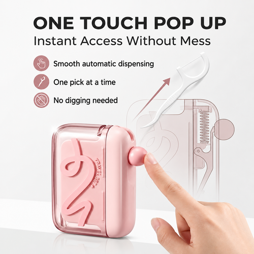 Futavion® Portable AutoPop Floss Case / Mini Refillable Dental Floss Container / TravelFriendly Smooth Floss Dispenser