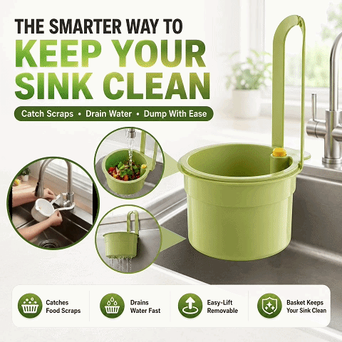 Faucet Hanging Strainer Basket — Catch Scraps, Drain Water & Dump With One Touch