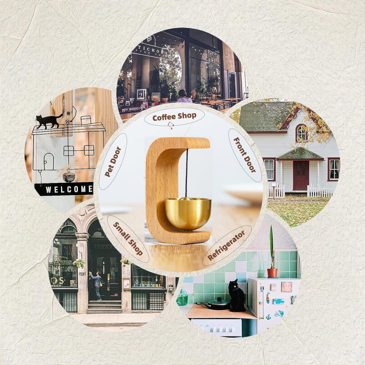 🔔Futavion®Wooden Magnetic Door Bell Chime BrassShopkeeper Entry Alert for Small Doors Sound Bell